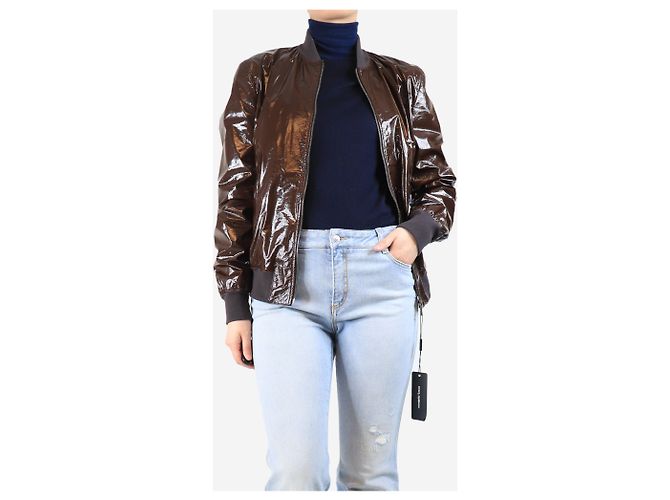 Dolce & Gabbana Braune Lammlederjacke - Größe UK 16 - Ansicht 3