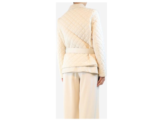 Salvatore Ferragamo Cremfarbene gesteppte Jacke - Größe UK 16 Roh - Ansicht 2