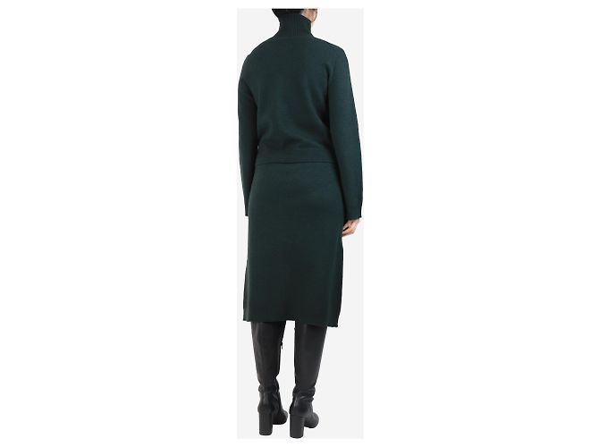 Céline Dunkelgrünes Wollmischung-Midi-Kleid - Größe S - Ansicht 2