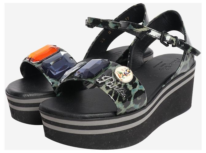 Robert Clergerie Sandalias de plataforma negras con joyas - talla EU 38 Negro - vista 2