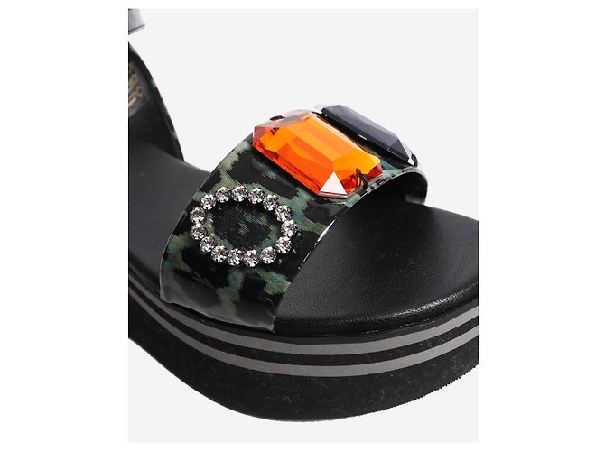 Robert Clergerie Sandalias de plataforma negras con joyas - talla EU 38 Negro - vista 4
