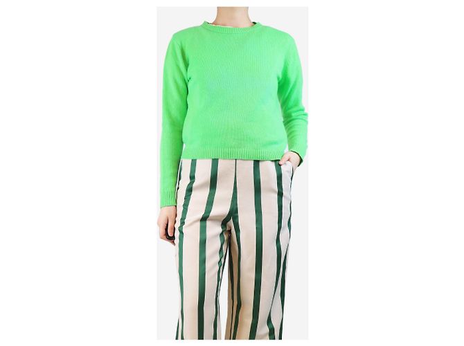 Autre Marque Pull en cachemire vert néon - taille S - vue 3
