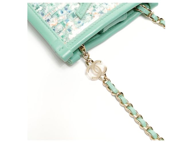 Borsa a spalla in tweed verde Chanel 28 Series 2019 - vista 14