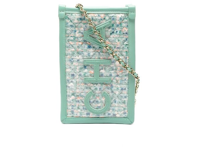 Borsa a spalla in tweed verde Chanel 28 Series 2019 - vista 2