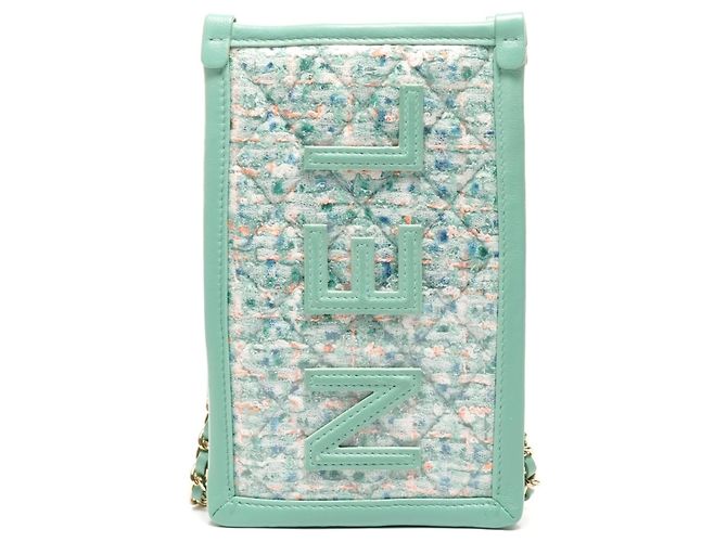 Borsa a spalla in tweed verde Chanel 28 Series 2019 - vista 3