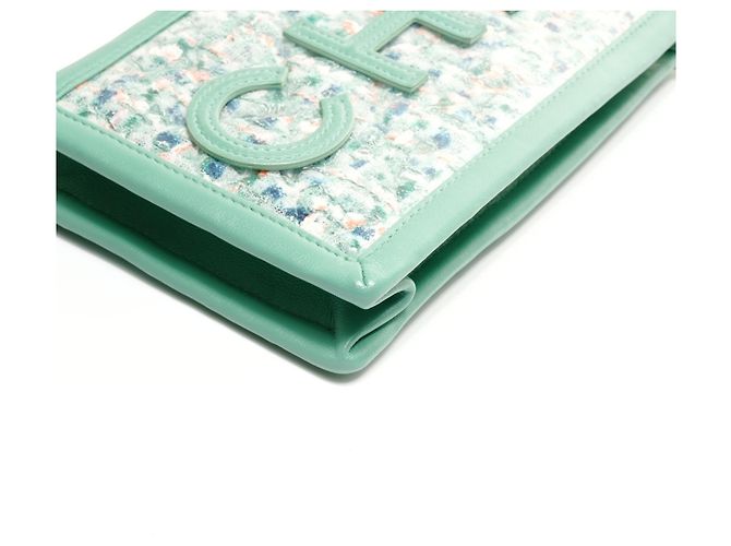 Borsa a spalla in tweed verde Chanel 28 Series 2019 - vista 7
