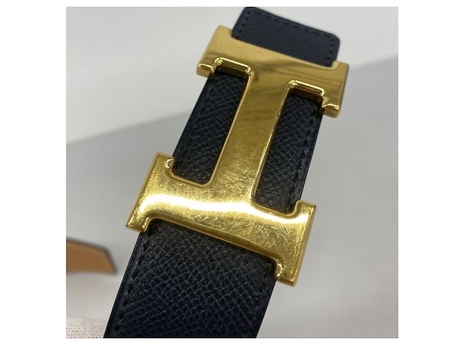 Cinturón Hermès Constance en cuero Epsom azul marino - vista 3