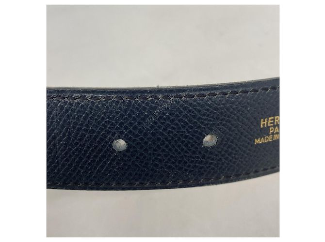 Cinturón Hermès Constance en cuero Epsom azul marino - vista 7
