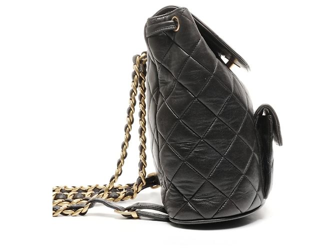 Chanel Matelassé Lammfell Rucksack Schwarz - Ansicht 3