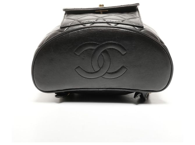 Chanel Matelassé Lammfell Rucksack Schwarz - Ansicht 7