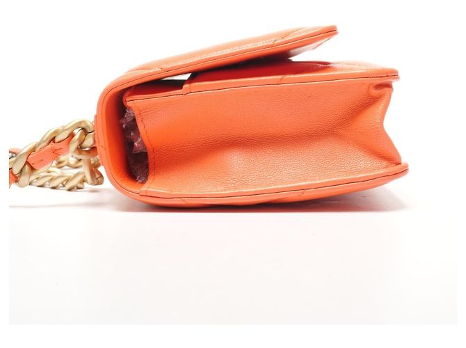 Borsa a spalla matelassé Chanel 19 con catena Arancione - vista 3