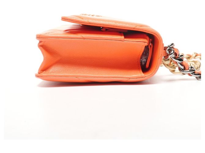 Borsa a spalla matelassé Chanel 19 con catena Arancione - vista 4