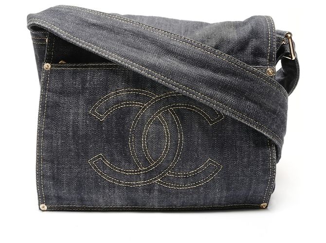 Chanel Coco Mark funkelnde Denim Schultertasche Blau - Ansicht 2