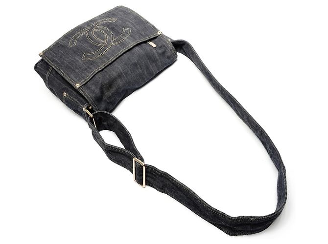 Chanel Coco Mark funkelnde Denim Schultertasche Blau - Ansicht 9