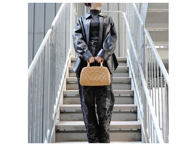 Borsa Mini Boston Coco Mark di Chanel Beige - vista 14