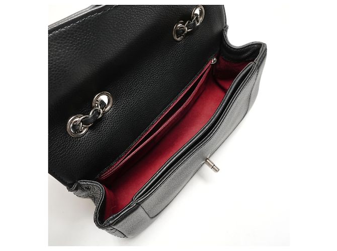 Borsa a Spalla Chanel Caviar Matelassé con Patta Singola Nero - vista 13