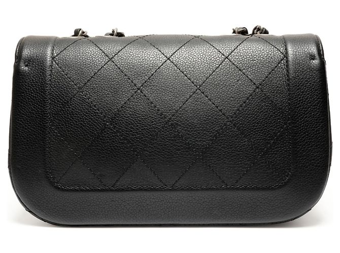Borsa a Spalla Chanel Caviar Matelassé con Patta Singola Nero - vista 2