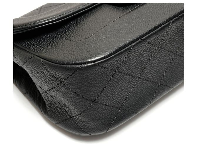 Borsa a Spalla Chanel Caviar Matelassé con Patta Singola Nero - vista 5