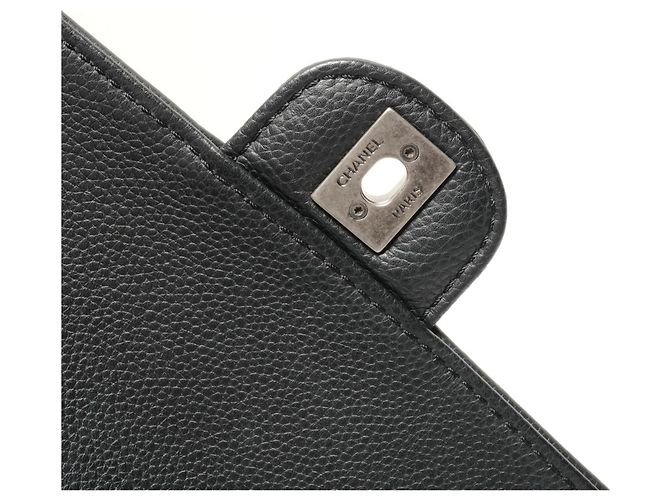 Borsa a Spalla Chanel Caviar Matelassé con Patta Singola Nero - vista 9