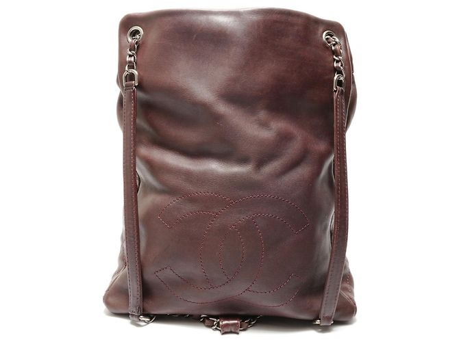 Chanel Rucksack aus braunem Lammleder mit Matelassé - Ansicht 2