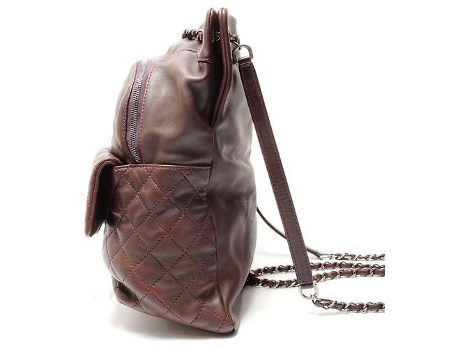 Chanel Rucksack aus braunem Lammleder mit Matelassé - Ansicht 4