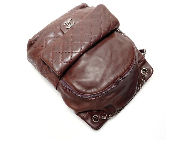 Chanel Rucksack aus braunem Lammleder mit Matelassé - Ansicht 8