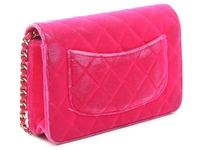 Wallet On Chain Chanel Pink CC gesteppte Samt Geldbörse mit Kette - Ansicht 2
