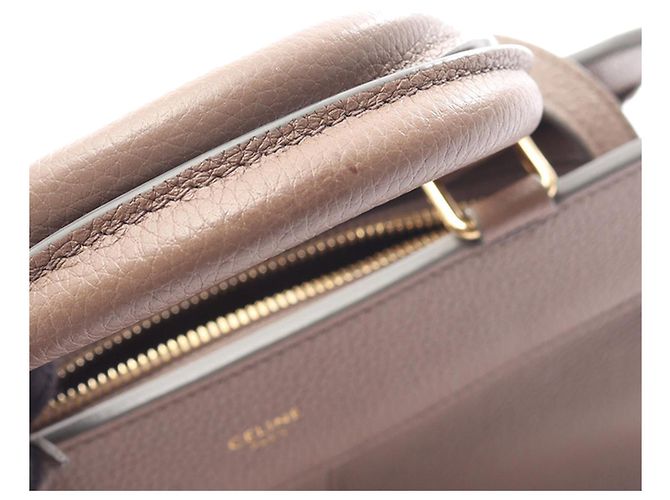 Céline Borsa in pelle Celine Brown Small Cabas de France Marrone Beige - vista 6