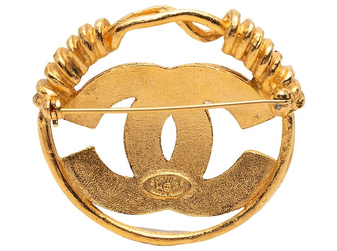 Spilla rotonda CC in oro placcato di Chanel D'oro - vista 2