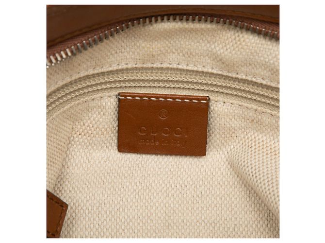 Borsa a tracolla Gucci in tela GG beige con banda Web - vista 5
