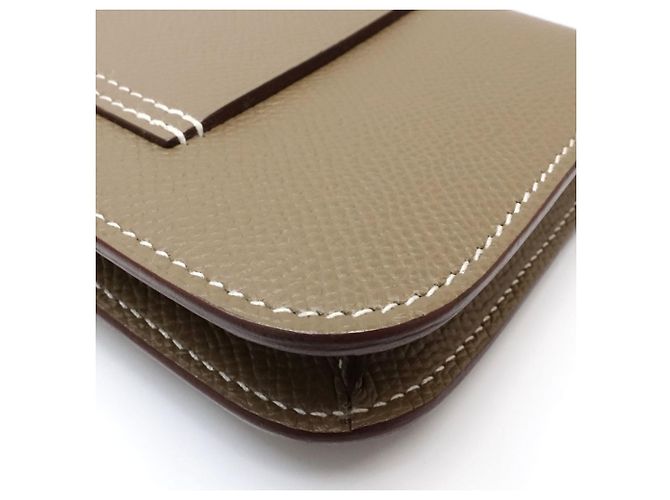 Constance Monedero de cuero Epsom Hermès Gris pardo - vista 5