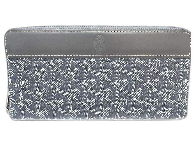 Cartera larga con cremallera redonda Goyard Matignon GM en gris Castaño - vista 3