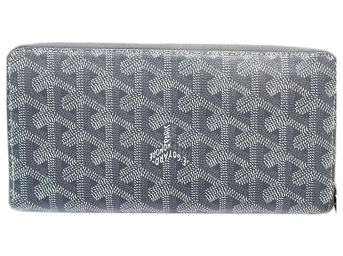 Cartera larga con cremallera redonda Goyard Matignon GM en gris Castaño - vista 4