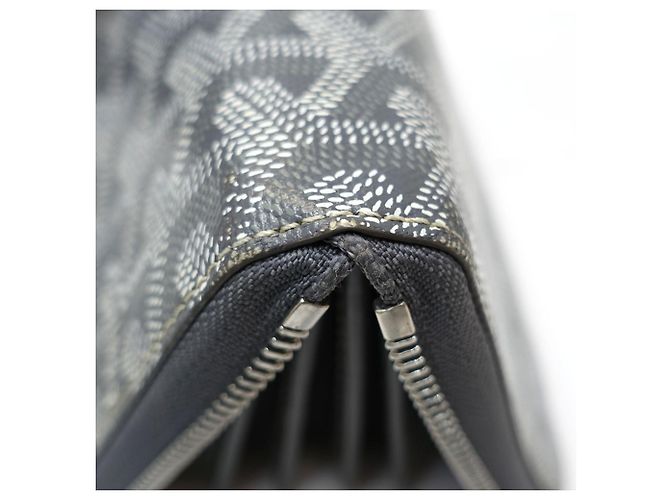 Cartera larga con cremallera redonda Goyard Matignon GM en gris Castaño - vista 7