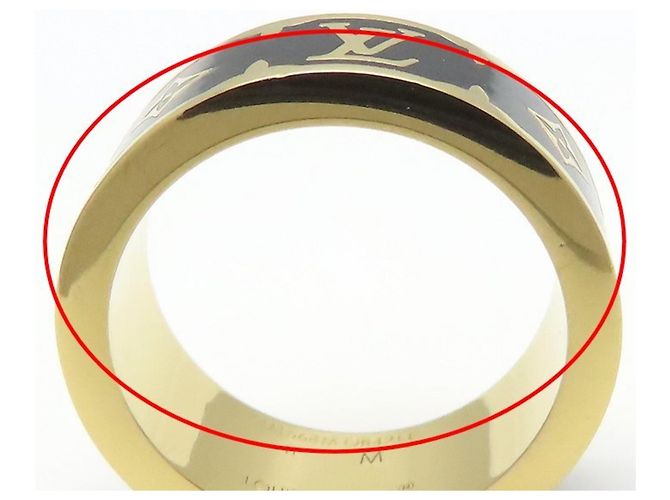 Louis Vuitton Flight Mode Nano Gram Emaille Ring Schwarz Golden - Ansicht 12