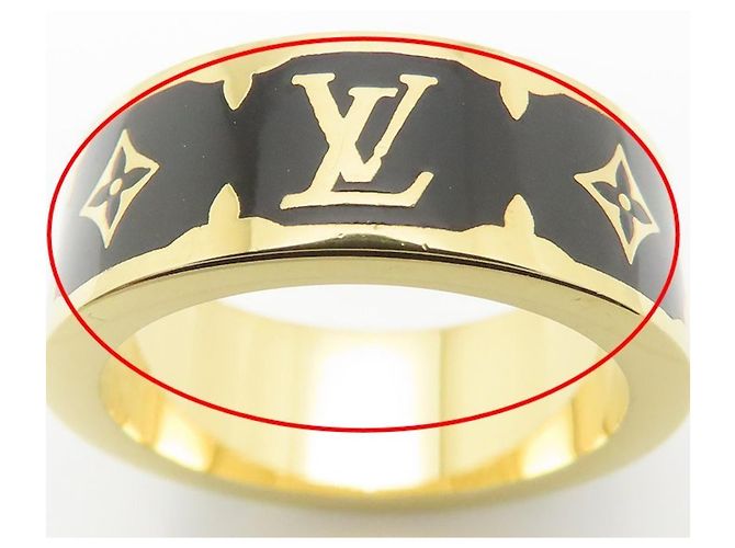 Louis Vuitton Flight Mode Nano Gram Emaille Ring Schwarz Golden - Ansicht 13