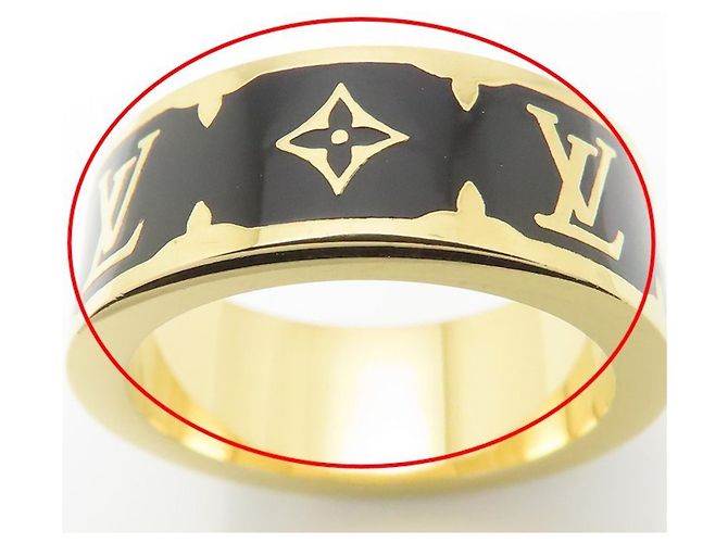 Louis Vuitton Flight Mode Nano Gram Emaille Ring Schwarz Golden - Ansicht 14