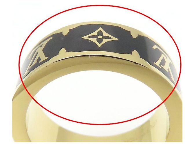 Louis Vuitton Flight Mode Nano Gram Emaille Ring Schwarz Golden - Ansicht 15