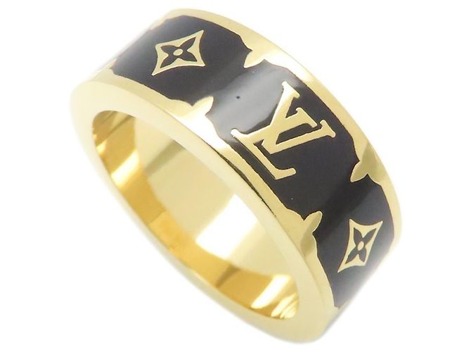 Louis Vuitton Flight Mode Nano Gram Emaille Ring Schwarz Golden - Ansicht 2
