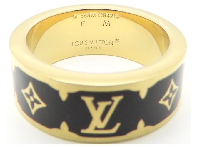 Louis Vuitton Flight Mode Nano Gram Emaille Ring Schwarz Golden - Ansicht 9