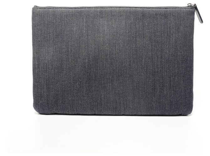 Borsa clutch in denim con logo Chanel 21a serie 2015-2016 Blu - vista 2