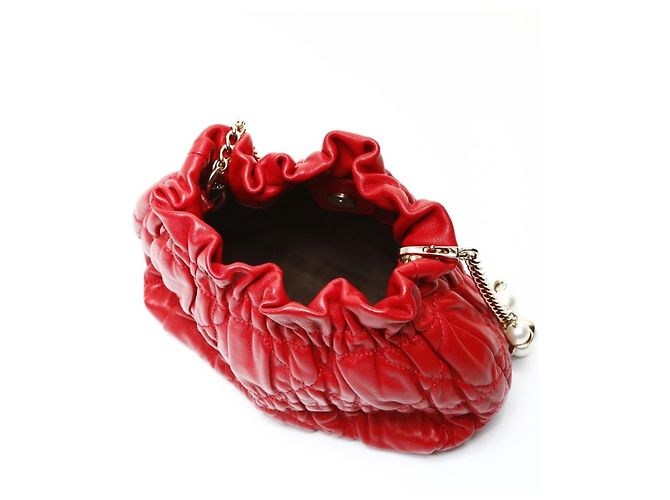 Borsa a Spalla Mini Perla Cannage Christian Dior Rosso - view 10