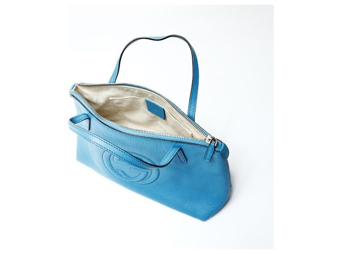 Borsa in pelle Gucci Soho blu - vista 12