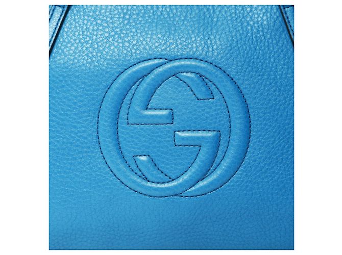 Borsa in pelle Gucci Soho blu - vista 8