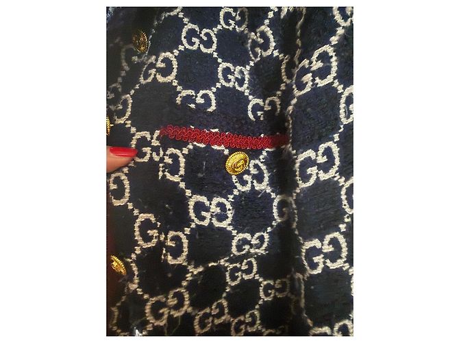 Gucci Abrigo de mujer de lana tweed GG Azul - vista 3