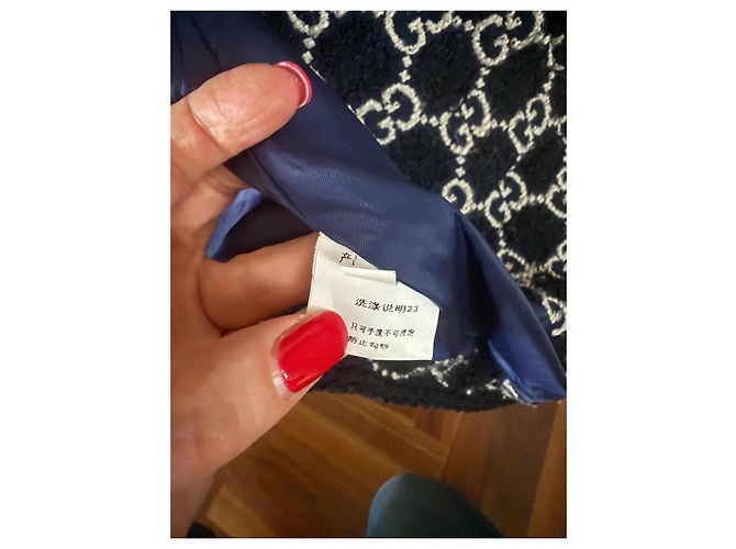 Gucci Abrigo de mujer de lana tweed GG Azul - vista 4