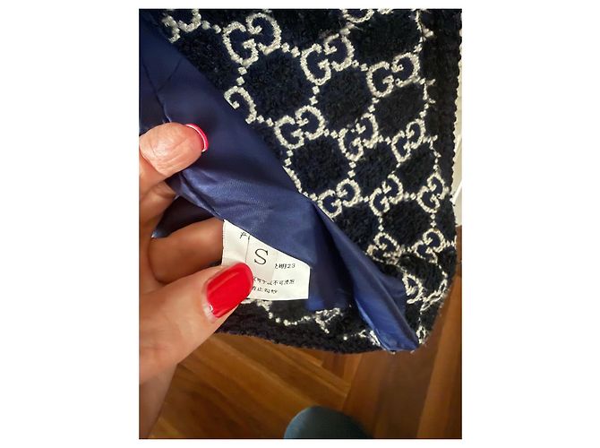 Gucci Abrigo de mujer de lana tweed GG Azul - vista 5