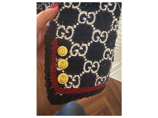 Gucci Abrigo de mujer de lana tweed GG Azul - vista 6