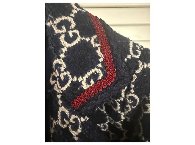 Gucci Abrigo de mujer de lana tweed GG Azul - vista 7
