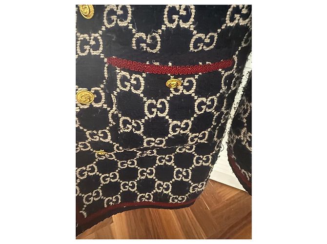 Gucci Abrigo de mujer de lana tweed GG Azul - vista 8